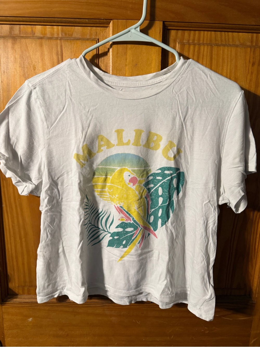 Lucky Brand White Tee with Yellow Parrot Graphic